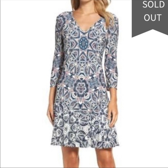 Eliza J Paisley Print Knit A-Line Mini Dress 18 - Picture 3 of 6